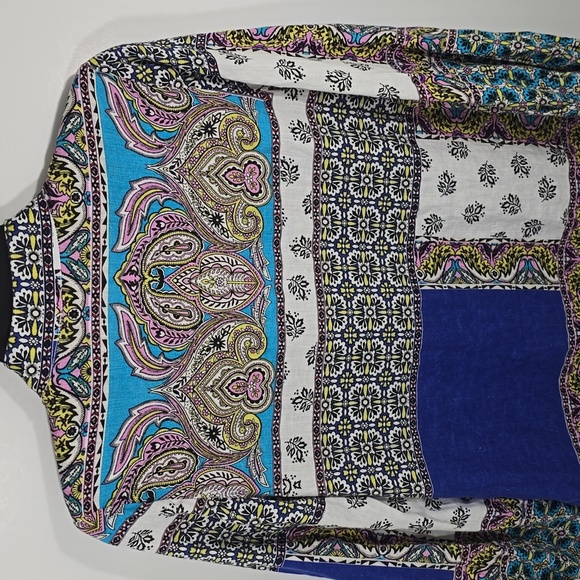 {Chicos} Open Cardigan in Patchwork 100% Linen - Size XS - Picture 11 of 15